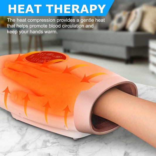 Electric Hand Massager-Hand Massager with 6 Massage Modes, Palm Acupressure Massage Machine with Compression, Rechargeable & Heat for Relax, Fatigue, Pain Relief