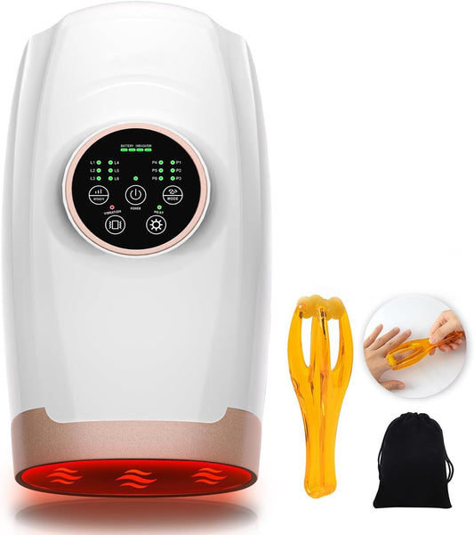 Electric Hand Massager-Hand Massager with 6 Massage Modes, Palm Acupressure Massage Machine with Compression, Rechargeable & Heat for Relax, Fatigue, Pain Relief